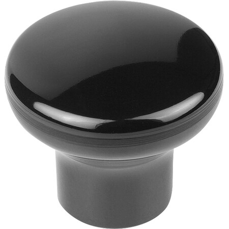Kipp Mushroom Knob Polished D=M06 D1=25 Thermoset, Black, Comp:Stainless Steel, Comp:Bright K1288.12506
